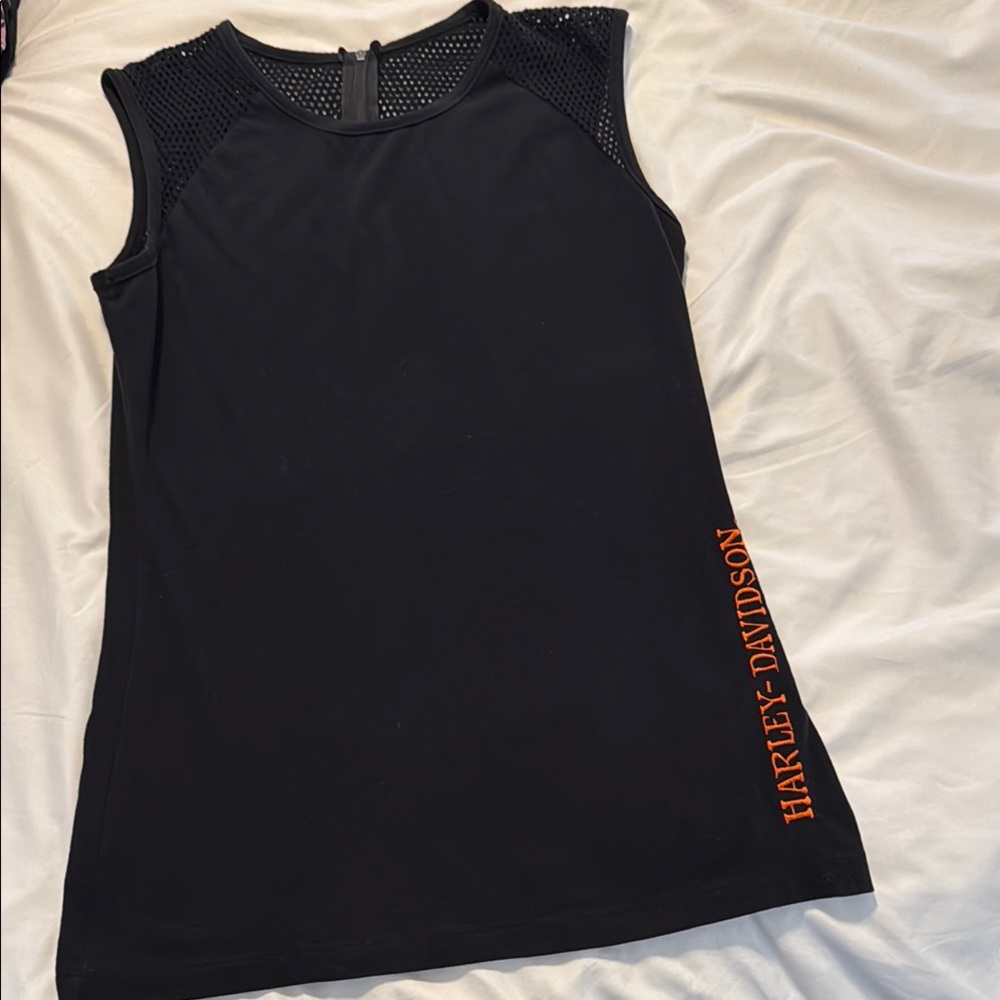 Harley-Davidson Black Tank Top with Orange Logo